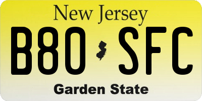 NJ license plate B80SFC