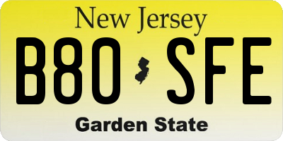 NJ license plate B80SFE