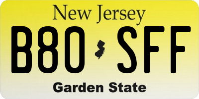 NJ license plate B80SFF