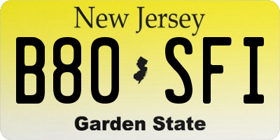 NJ license plate B80SFI
