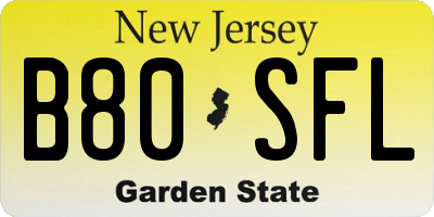 NJ license plate B80SFL
