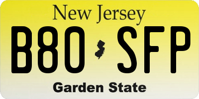 NJ license plate B80SFP