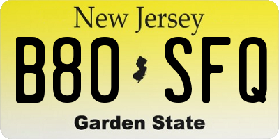 NJ license plate B80SFQ