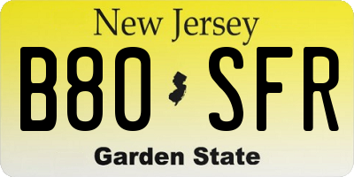 NJ license plate B80SFR