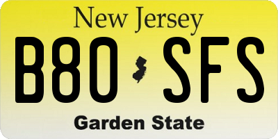 NJ license plate B80SFS