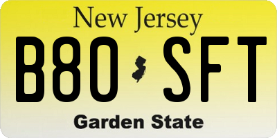NJ license plate B80SFT