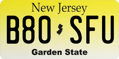 NJ license plate B80SFU