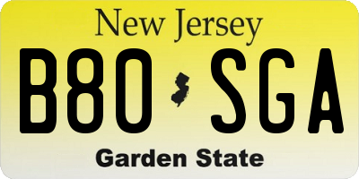NJ license plate B80SGA