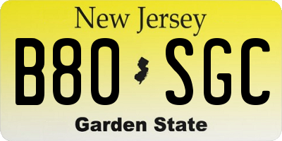NJ license plate B80SGC