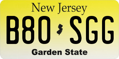 NJ license plate B80SGG