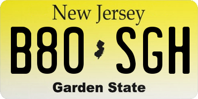 NJ license plate B80SGH