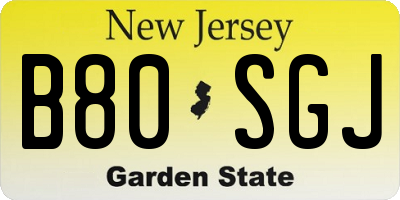 NJ license plate B80SGJ