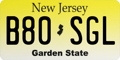 NJ license plate B80SGL