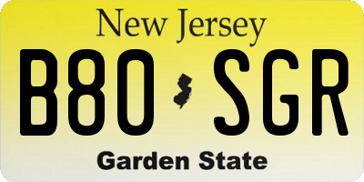 NJ license plate B80SGR