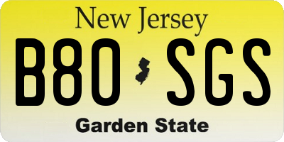 NJ license plate B80SGS