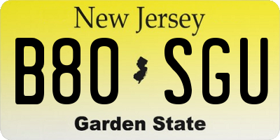 NJ license plate B80SGU