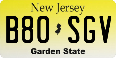 NJ license plate B80SGV