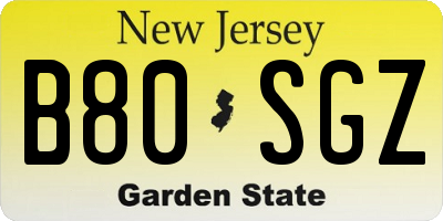 NJ license plate B80SGZ
