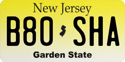 NJ license plate B80SHA