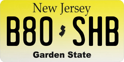 NJ license plate B80SHB