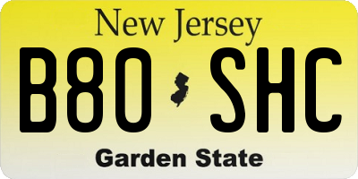 NJ license plate B80SHC