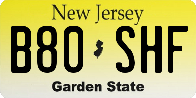 NJ license plate B80SHF