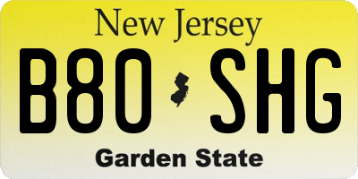 NJ license plate B80SHG