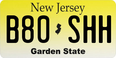 NJ license plate B80SHH
