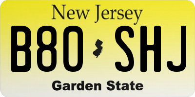 NJ license plate B80SHJ