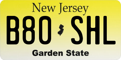 NJ license plate B80SHL