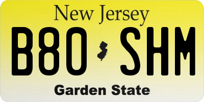 NJ license plate B80SHM