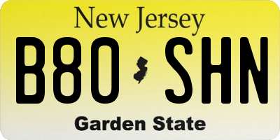 NJ license plate B80SHN