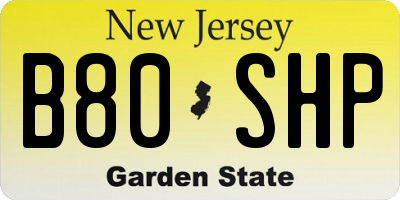 NJ license plate B80SHP