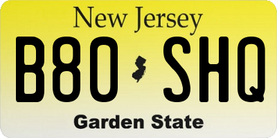 NJ license plate B80SHQ