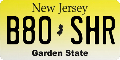 NJ license plate B80SHR