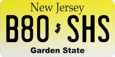 NJ license plate B80SHS
