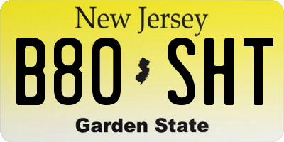 NJ license plate B80SHT