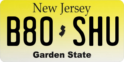 NJ license plate B80SHU