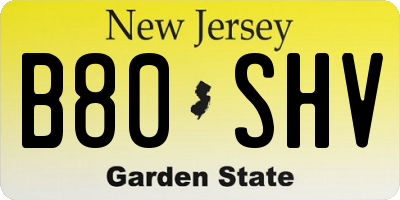 NJ license plate B80SHV
