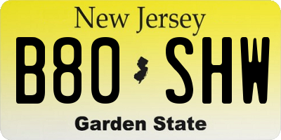 NJ license plate B80SHW
