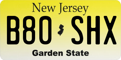 NJ license plate B80SHX