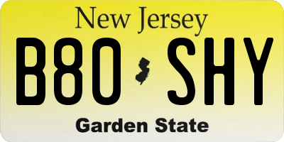NJ license plate B80SHY
