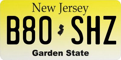 NJ license plate B80SHZ