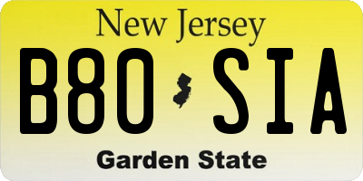 NJ license plate B80SIA