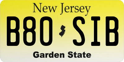 NJ license plate B80SIB
