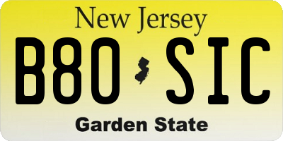 NJ license plate B80SIC