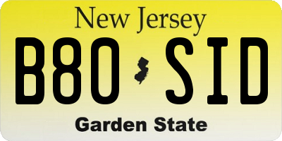 NJ license plate B80SID