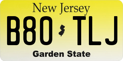 NJ license plate B80TLJ