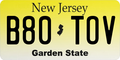 NJ license plate B80TOV