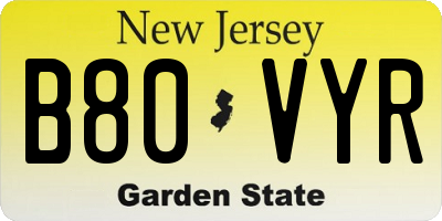 NJ license plate B80VYR
